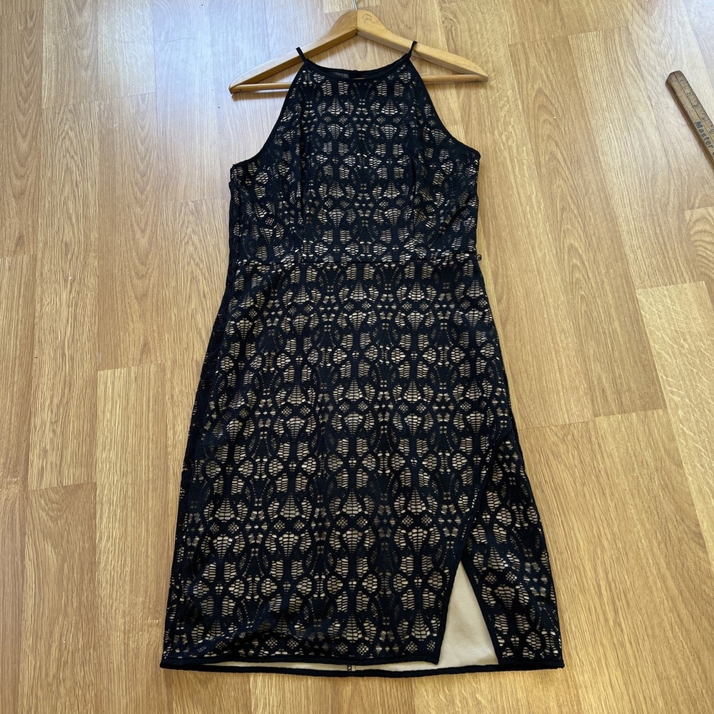 Bisou Bisou Black Lace Dress Womens Jr Size 12 Whimsygoth Dark Fairy Sheer Back